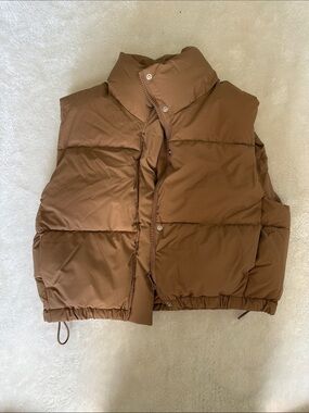 Camel Brown Quilted Puffer Vest